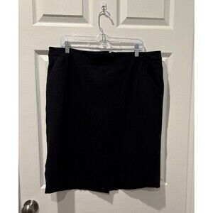 A New Day Black Pencil Skirt With Silver Back Zipper Stretch Rayon Blend Size 18